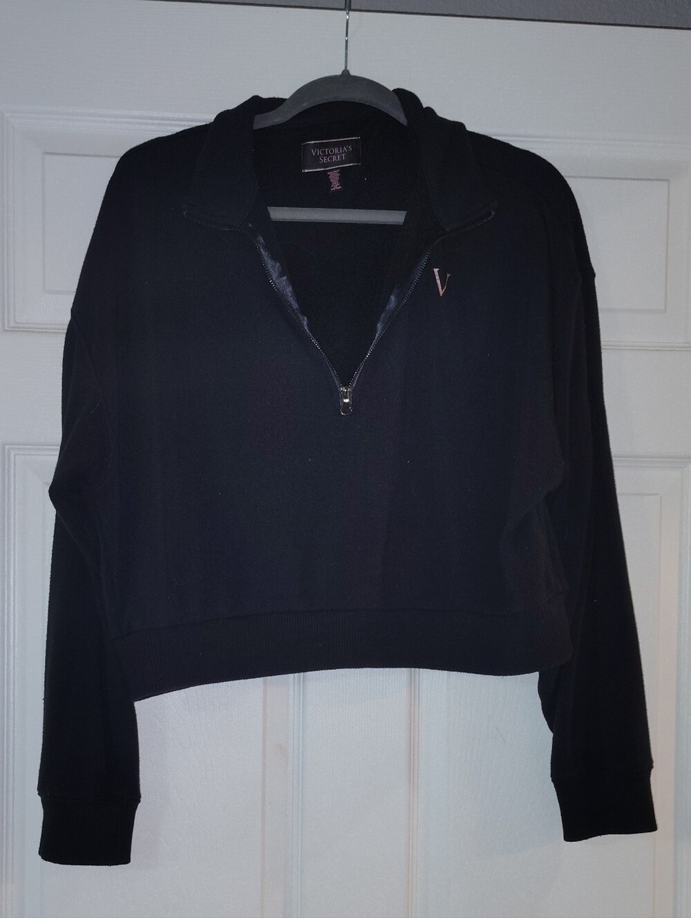 Victoria's Secret Black Cropped Half-Zip Pullover